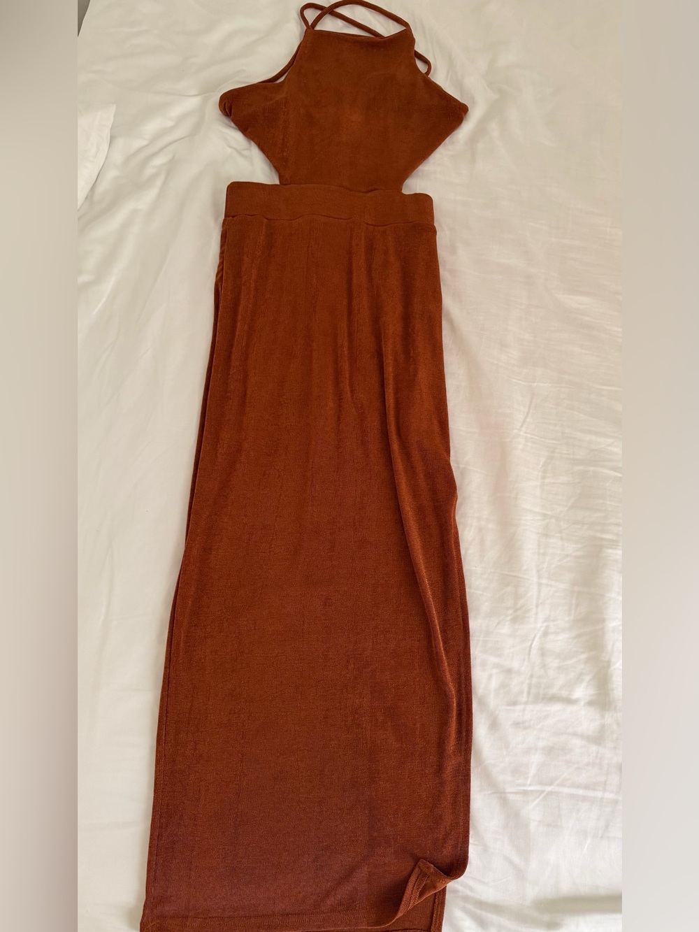 Cross back Strappy Maxi Dress in Rust Color
